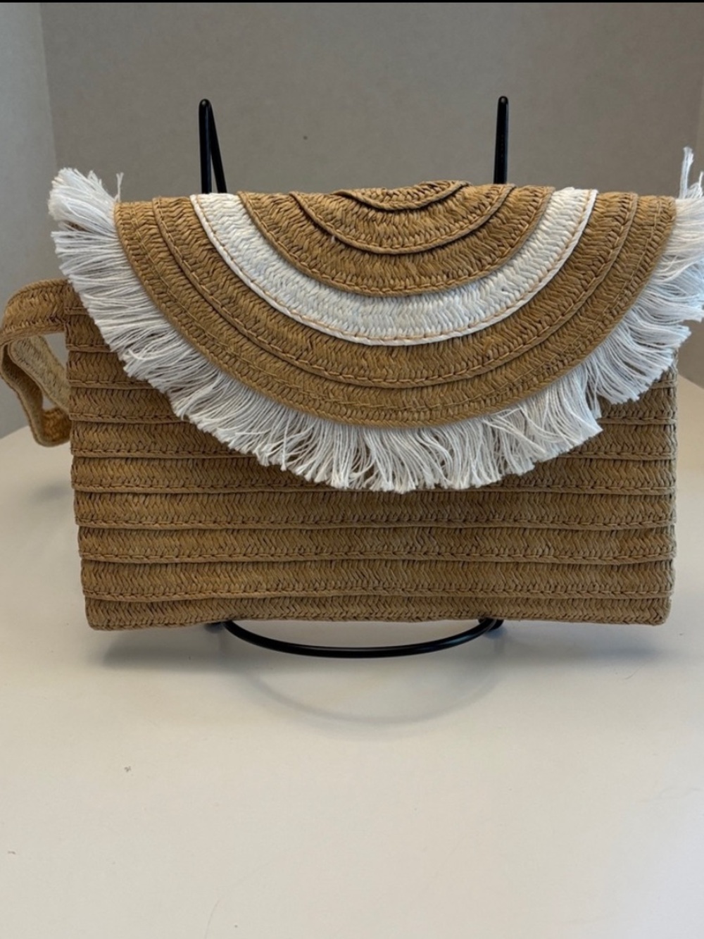 Boho Woven Fringe Straw clutch